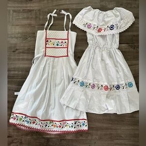 TWO Traditional Mexican sun dresses - embroidered cotton NWOT
